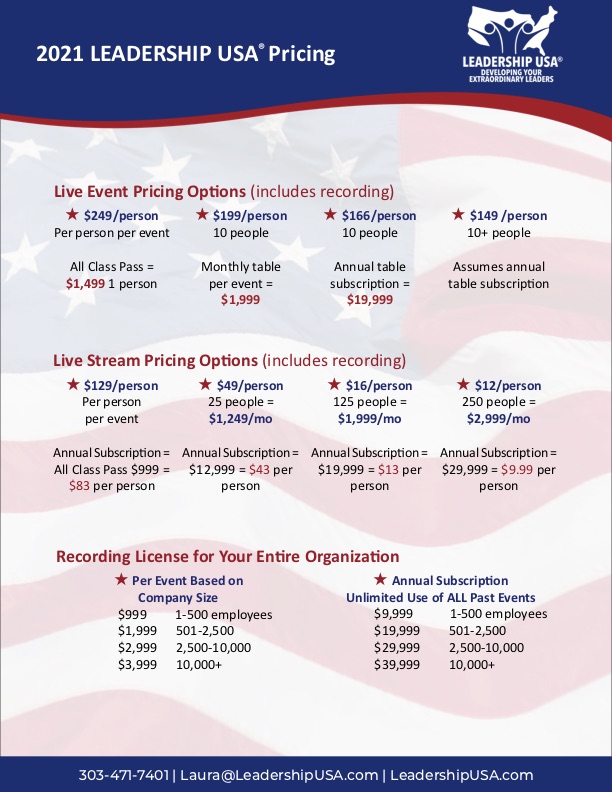 LEADERSHIP USA Pricing Leadership USA